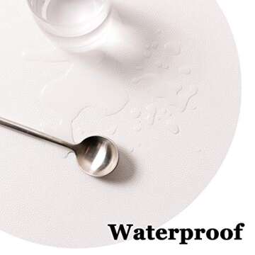 Wipeable Placemats and Coasters Leather Table Mats Waterproof Heat-Resistant Easy to Clean for Dining Table Set Kitchen Table Set of 4, White