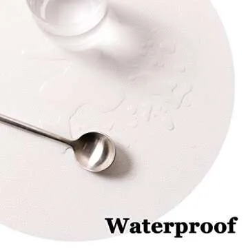 Wipeable Placemats and Coasters Leather Table Mats Waterproof Heat-Resistant Easy to Clean for Dining Table Set Kitchen Table Set of 4, White