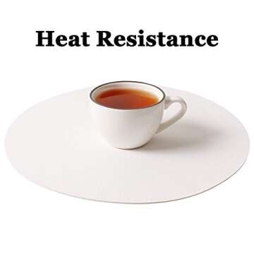 Wipeable Placemats and Coasters Leather Table Mats Waterproof Heat-Resistant Easy to Clean for Dining Table Set Kitchen Table Set of 4, White