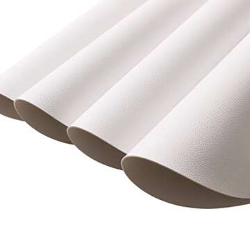 Wipeable Placemats and Coasters Leather Table Mats Waterproof Heat-Resistant Easy to Clean for Dining Table Set Kitchen Table Set of 4, White