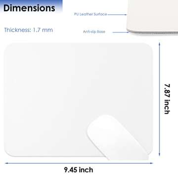 ProElife Mouse Pad 9.4'' x 7.8'' Slim Mat for Computer Laptop Accessories, Waterproof PU Leather Mou...