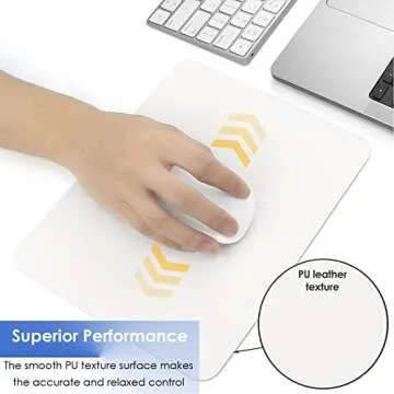 ProElife Mouse Pad 9.4'' x 7.8'' Slim Mat for Computer Laptop Accessories, Waterproof PU Leather Mouse Pad with Anti-Slip Base Rectangle Mousepad for Home Office School Mouse (White)