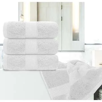 White Classic Luxury Bath Towels Set of 4 Large - 700 GSM Cotton Ultra Soft Bath Towels 27x54 | Highly Absorbent and Quick Dry | Hotel Towels for Bathroom Luxury, Plush Shower Towels, Silver