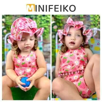 MINIFEIKO 2T Toddler Baby Girls Swimsuit Strawberry Bathing Suit Reversible Bikini 2-3T