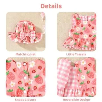 MINIFEIKO 2T Toddler Baby Girls Swimsuit Strawberry Bathing Suit Reversible Bikini 2-3T