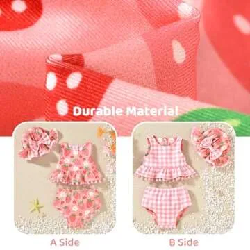 MINIFEIKO 2T Toddler Baby Girls Swimsuit Strawberry Bathing Suit Reversible Bikini 2-3T