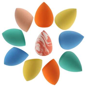 Makeup Sponge Set 10 Pcs Makeup Puff Beauty Foundation Blender Sponge Multicolor Beauty Makeup Blend...