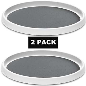 Set of 2, 12 Inch Non-Skid Lazy Susan Organizer, Pantry Lazy Susan Turntable for Cabinet, Kitchen Ca...