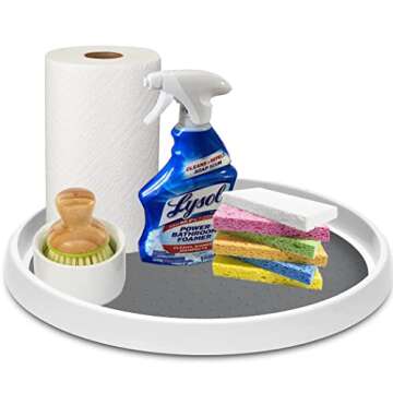 Set of 2, 12 Inch Non-Skid Lazy Susan Organizer, Pantry Lazy Susan Turntable for Cabinet, Kitchen Cabinet Organizer, Pantry Organization and Storage -White/Gray