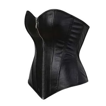 Kranchungel Women's Punk Rock Faux Leather Corset Retro Goth Waist Cincher Basque Bustier X-Large Bl...