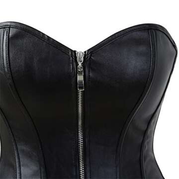Kranchungel Women's Punk Rock Faux Leather Corset Retro Goth Waist Cincher Basque Bustier X-Large Black