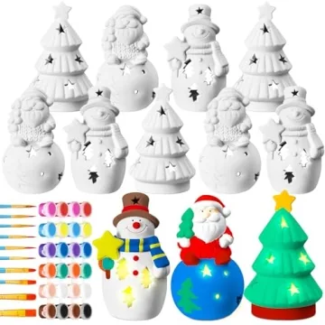 Qilery Ready to Paint Christmas Ceramics Set – Fun DIY Craft Kit for Holidays!