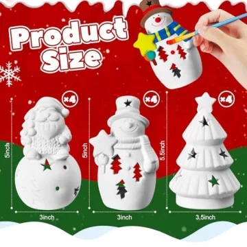 Qilery 12 Sets DIY Christmas Ceramic Craft Kits for Families