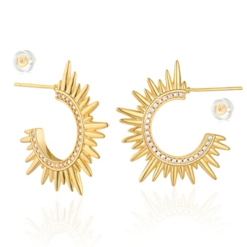 MTMY Dainty Gold Stud Earring for Women 14K Gold Plated Tiny Charm Cubic Zirconia Studs Earrings Cut...