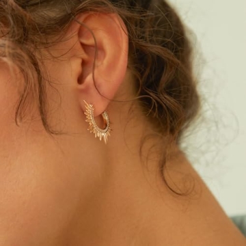 MTMY Dainty Gold Stud Earring for Women 14K Gold Plated Tiny Charm Cubic Zirconia Studs Earrings Cute Simple Earrings Jewelry (cz spike C)