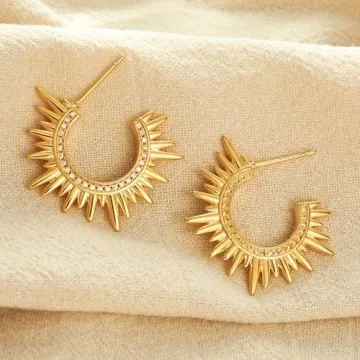 MTMY Dainty Gold Stud Earring for Women 14K Gold Plated Tiny Charm Cubic Zirconia Studs Earrings Cute Simple Earrings Jewelry (cz spike C)