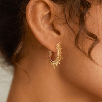 MTMY Dainty Gold Stud Earring for Women 14K Gold Plated Tiny Charm Cubic Zirconia Studs Earrings Cute Simple Earrings Jewelry (cz spike C)