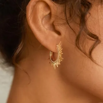 MTMY Dainty Gold Stud Earring for Women 14K Gold Plated Tiny Charm Cubic Zirconia Studs Earrings Cute Simple Earrings Jewelry (cz spike C)