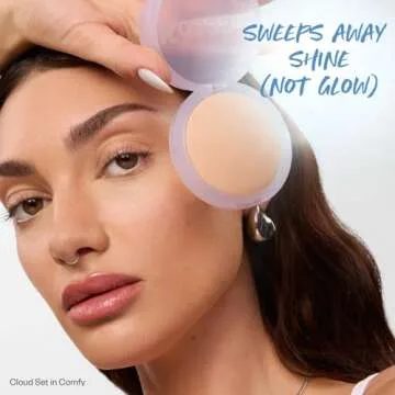 Kosas Mini Cloud Set Face Setting Powder - Smoothing Shine Control, Soft, Sheer Translucent Makeup Finish, Portable & Long-Lasting Loose Pressed Baking Powder - Comfy (Sheer Medium)