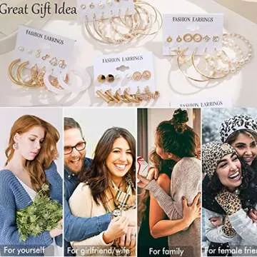 54 Pairs Gold Hoop Earrings Set for Women Multipack