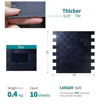 Stylish XUANINY Peel and Stick Metal Backsplash Tiles