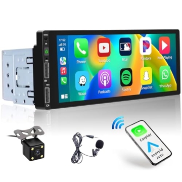 Hikity 6.9 Inch Car Stereo with Wireless CarPlay and Android Auto