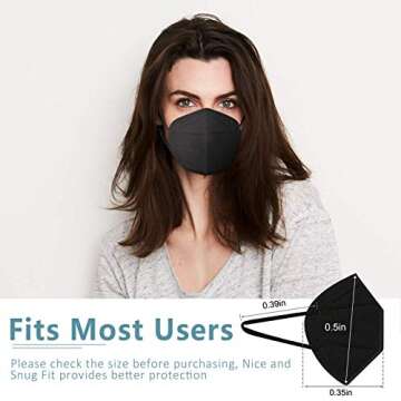 ChiSip KN95 Face Mask, 5-Ply Cup Dust Safety Masks, Breathable Protection Masks Against PM2.5 for Men & Women, Black
