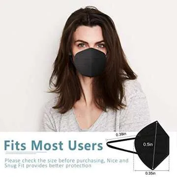 ChiSip KN95 Face Mask, 5-Ply Cup Dust Safety Masks, Breathable Protection Masks Against PM2.5 for Men & Women, Black