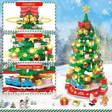 Hadrono Advent Calendar 2024 Christmas Tree Building Block Set, 1188PCS 24 Days Countdown Calendar B...