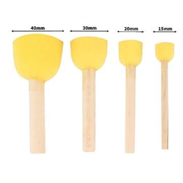 4Pcs Round Stencil Sponge Wooden Handle Foam Sponge Paint Brush Furniture Art Crafts Painting Tool S...