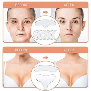 12 Pieces Reusable Silicone Chest Pads Patch Silicone Neck Forehead Cleavage Eye Pad Set for Women G...