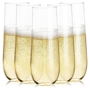 Stylish Prestee Stemless Plastic Champagne Flutes - 24 Pack for Parties