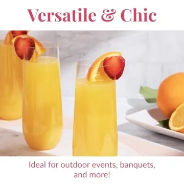 Prestee Stemless Plastic Champagne Flutes - 24 Pack