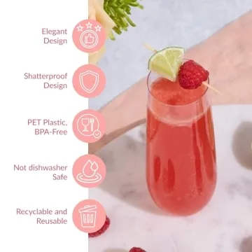 Prestee Stemless Plastic Champagne Flutes - 24 Pack