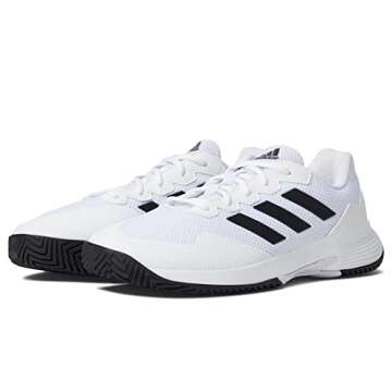 adidas Men's Gamecourt 2 Tennis Shoes, White/Core Black/White, 10