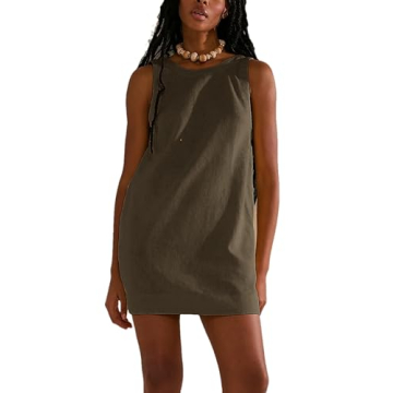 Silly Turtle Womens Summer Open Back Sunshine Dresses 2024 Casual Beach Cotton Linen Mini Dress