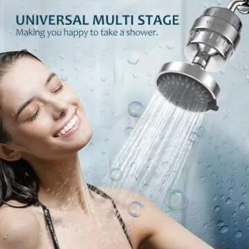 15 Stage Shower Filter - Shower Head Filter - bwdm Hard Water Filter, Remove Chlorine Heavy Metals and other Impurities, Vitamin C Water Softener Reduces Dry Itchy Skin, Dandruff (Chrome)