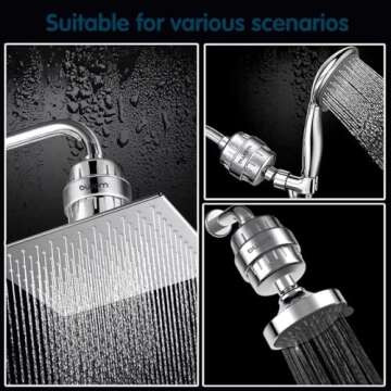 15 Stage Shower Filter - Shower Head Filter - bwdm Hard Water Filter, Remove Chlorine Heavy Metals and other Impurities, Vitamin C Water Softener Reduces Dry Itchy Skin, Dandruff (Chrome)