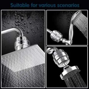 15 Stage Shower Filter - Shower Head Filter - bwdm Hard Water Filter, Remove Chlorine Heavy Metals and other Impurities, Vitamin C Water Softener Reduces Dry Itchy Skin, Dandruff (Chrome)