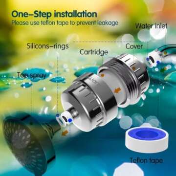 15 Stage Shower Filter - Shower Head Filter - bwdm Hard Water Filter, Remove Chlorine Heavy Metals and other Impurities, Vitamin C Water Softener Reduces Dry Itchy Skin, Dandruff (Chrome)