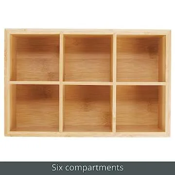 mDesign Bamboo Tea & Food Storage Organizer Container Box - Wooden Holder Case for Tea Bags, Coffee, Snacks, Sugar, Sweeteners, and Small Packets - Echo Collection - Natural Wood
