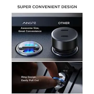 AINOPE 72W USB C Car Charger, for iPhone 16 Car Charger Fast Charging Adapter, 2-Port PD & QC3.0 Cigarette Lighter USB C Charger for iPhone 16/15/14/13 Pro Max, Samsung S23/S22, Pixel, iPad Pro