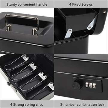 Kasten Cash Box with Combination Lock for Secure Storage