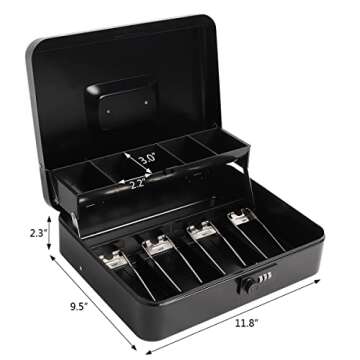 Kasten Cash Box with Combination Lock for Secure Storage
