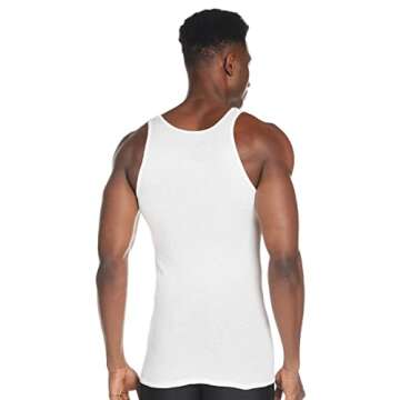 Hanes Men's Moisture-Wicking Ribbed, Lightweight Cotton Tank Undershirts, White , Small ,6 Count ( P...