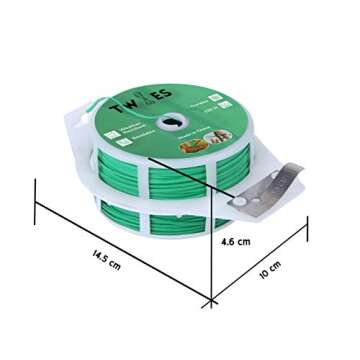 TWIES Reel Twist Ties 328 feet, PE Plastic Coated – Built-in Cutter for Garden Plant Support – Garden Plant Ties for Indoor, Outdoor, Home and Office Use… (Green)