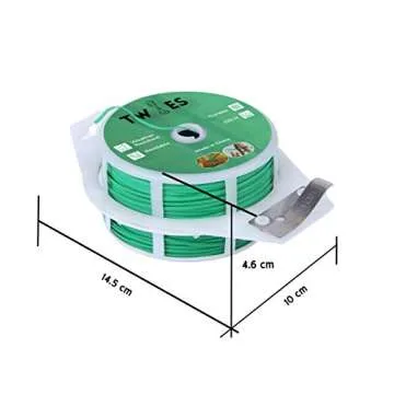 TWIES Reel Twist Ties 328 feet, PE Plastic Coated – Built-in Cutter for Garden Plant Support – Garden Plant Ties for Indoor, Outdoor, Home and Office Use… (Green)