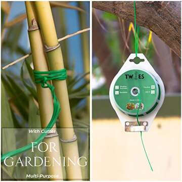 TWIES Reel Twist Ties 328 feet, PE Plastic Coated – Built-in Cutter for Garden Plant Support – Garden Plant Ties for Indoor, Outdoor, Home and Office Use… (Green)