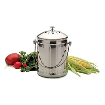 RSVP International Kitchen Collection Compost Pail - Stylish, Dishwasher Safe, 1 Gallon Capacity