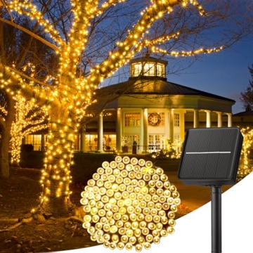 Minetom Solar String Lights for Outside - 40 FT 100 LED Solar Outdoor String Lights with 8 Lighting ...